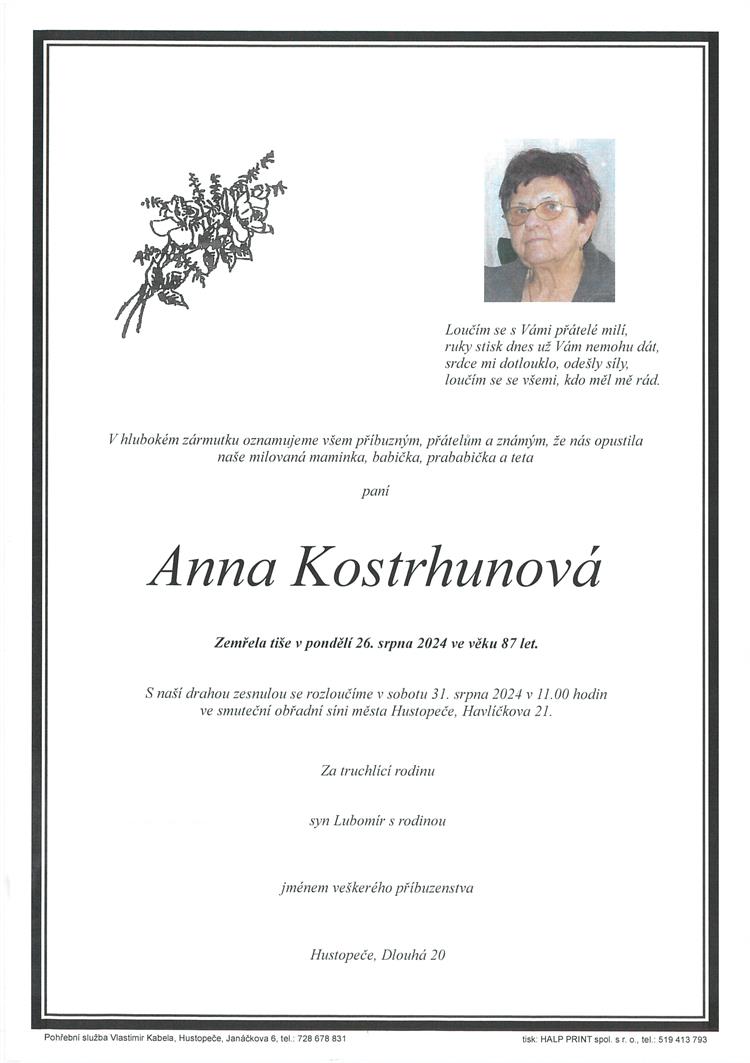 Kostrhunová Anna +26.8.2024