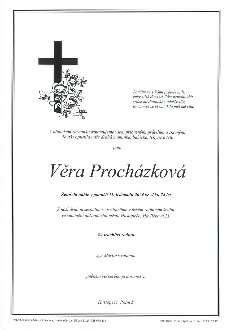 Procházková Věra +11.11.2024