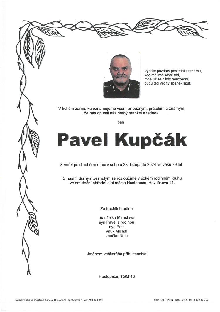 Kupčák Pavel +23.11.2024