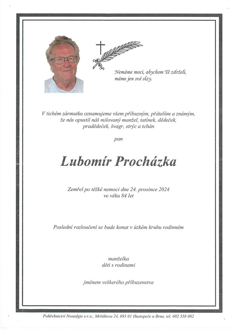 Procházka Lubomír +24.12.2024