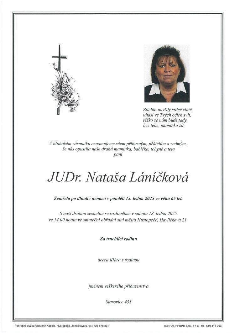 Láníčková Nataša, JUDr  +13.1.2025